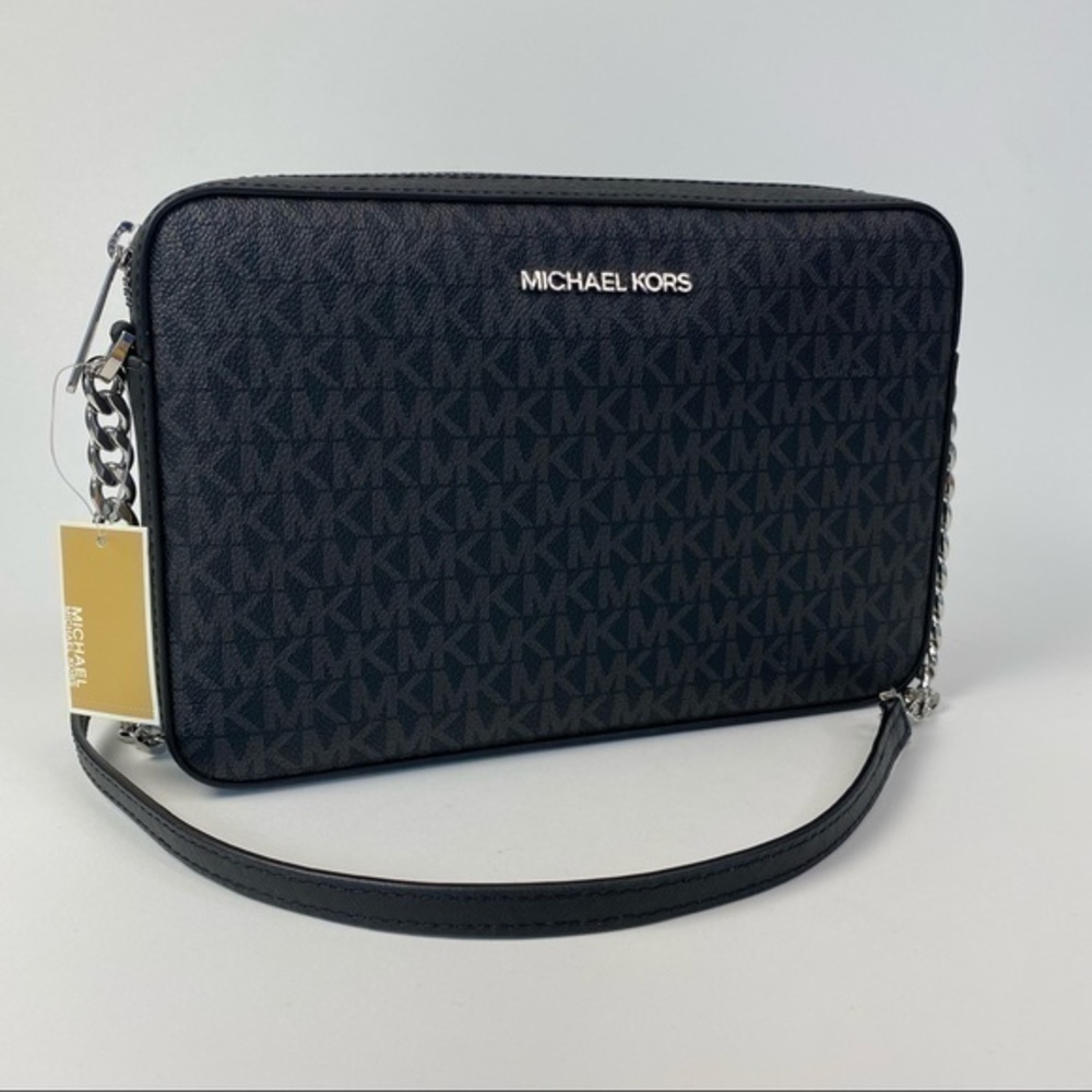 Michael Kors Large Jet set Crossbody Bag in Black Signature MK Print - Picture 7 of 7